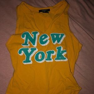 Forever 21 mustard yellow “New York” bodysuit